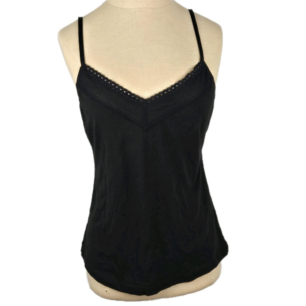 Cosabella Evereve Black Camisole Tank Size M Lace Trim Cotton Blend Italy